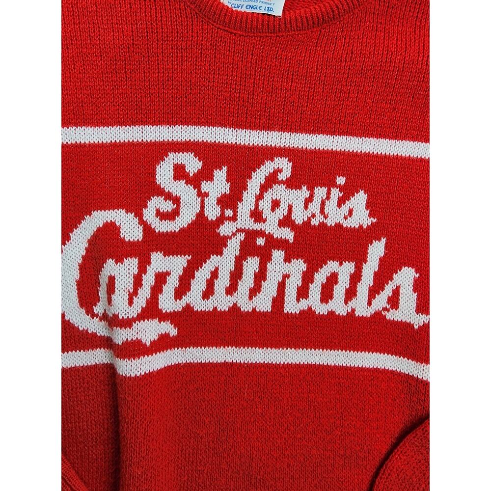 Cliff Engle St Louis Cardinals Med Crewneck Sweater MLB Baseball Red White 1980s - Picture 3 of 9